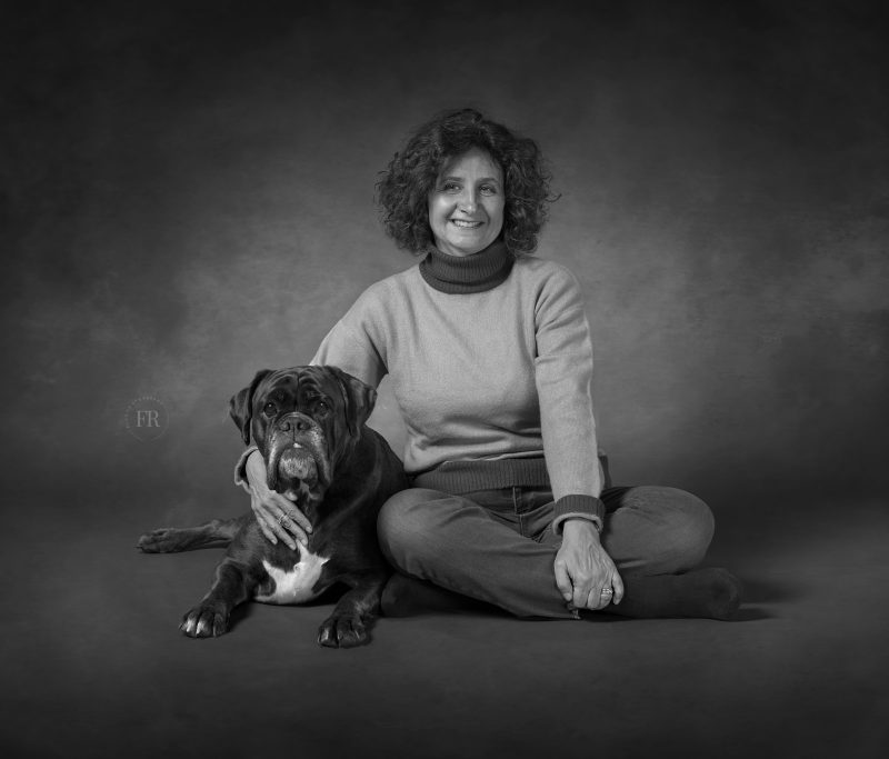 B&W family dog portrait